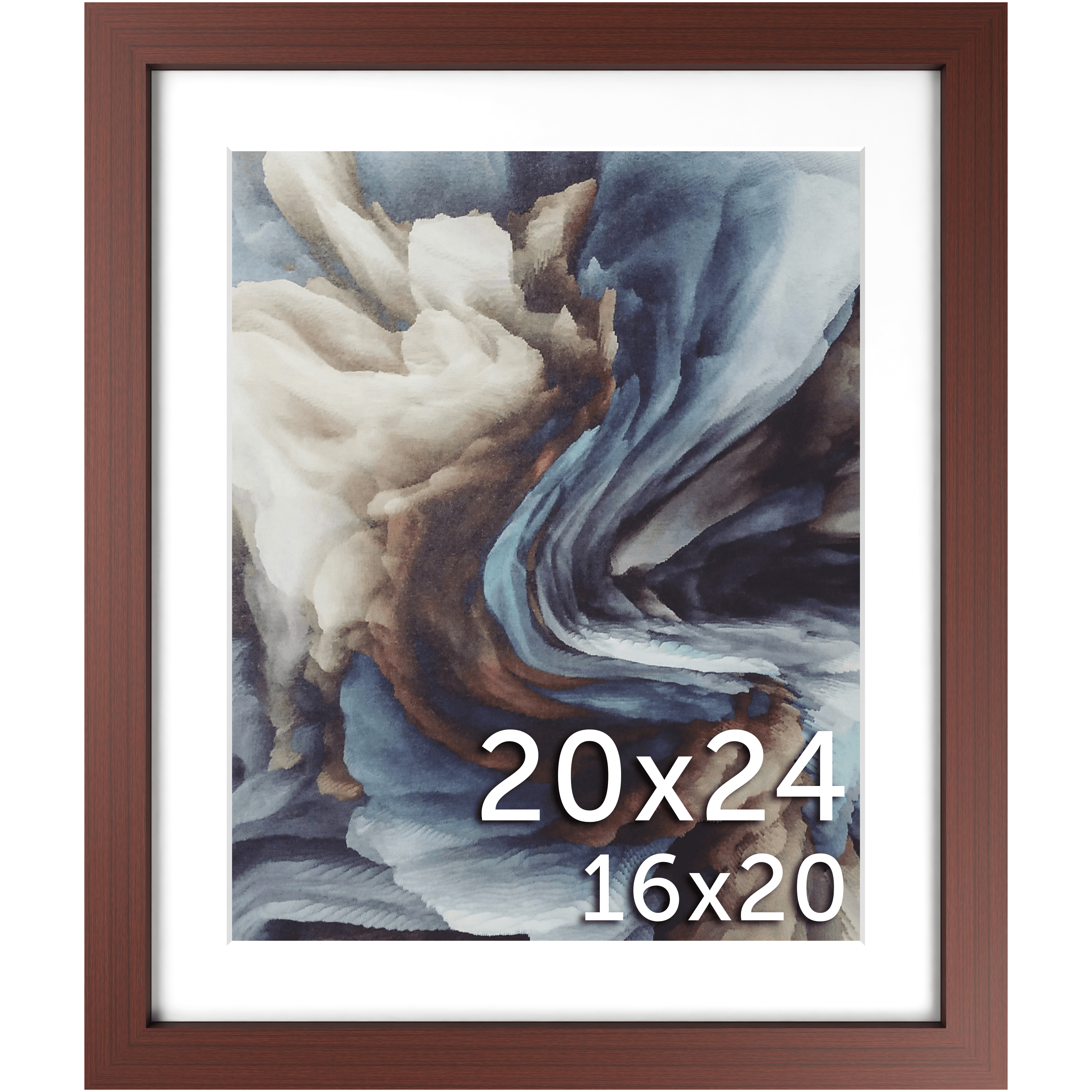 20x24 Walnut Brown Matted Frame - Frame Amo