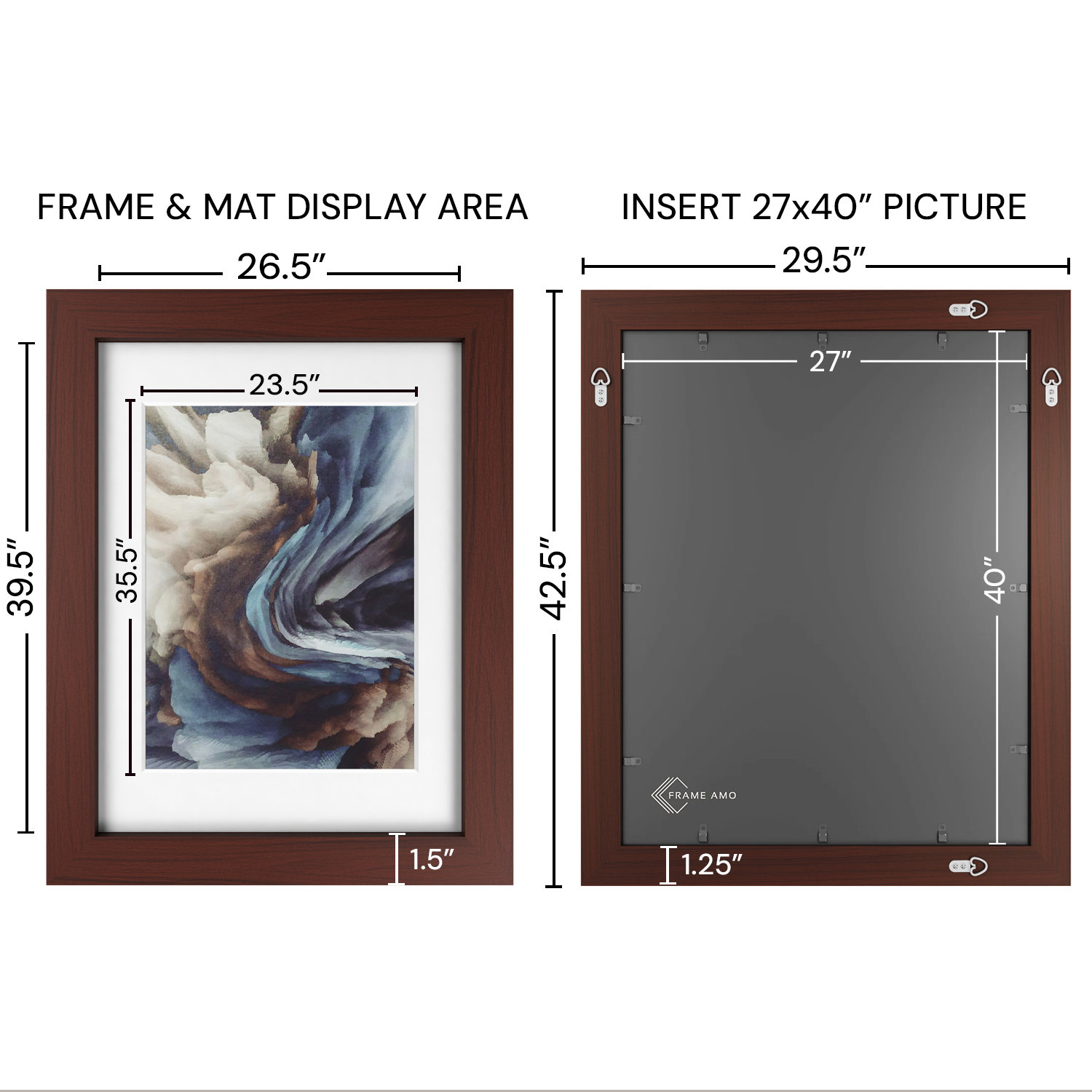 27x40 Marco Foto Madera Mate