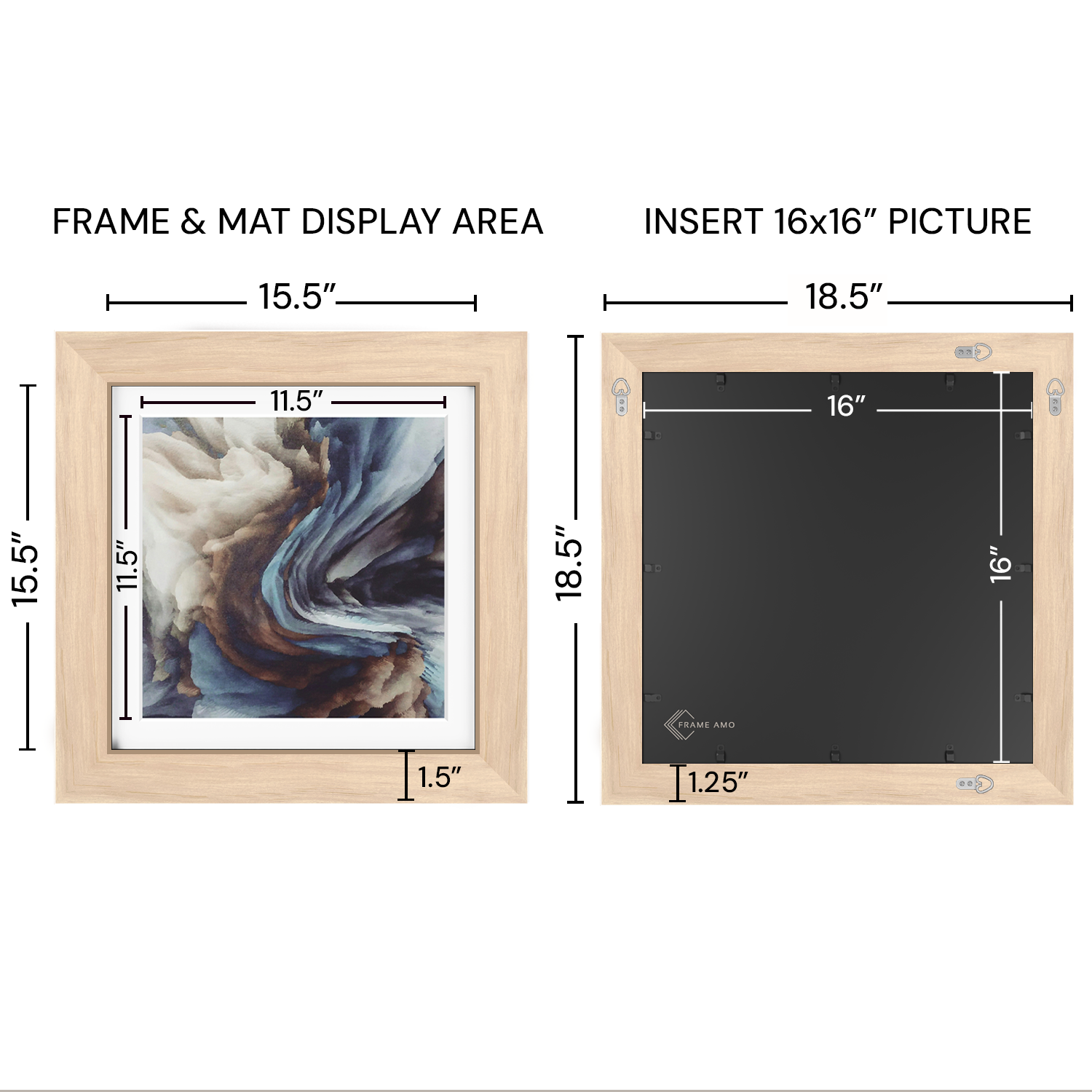 16x16 Matted Wood Frame - Signature Glass