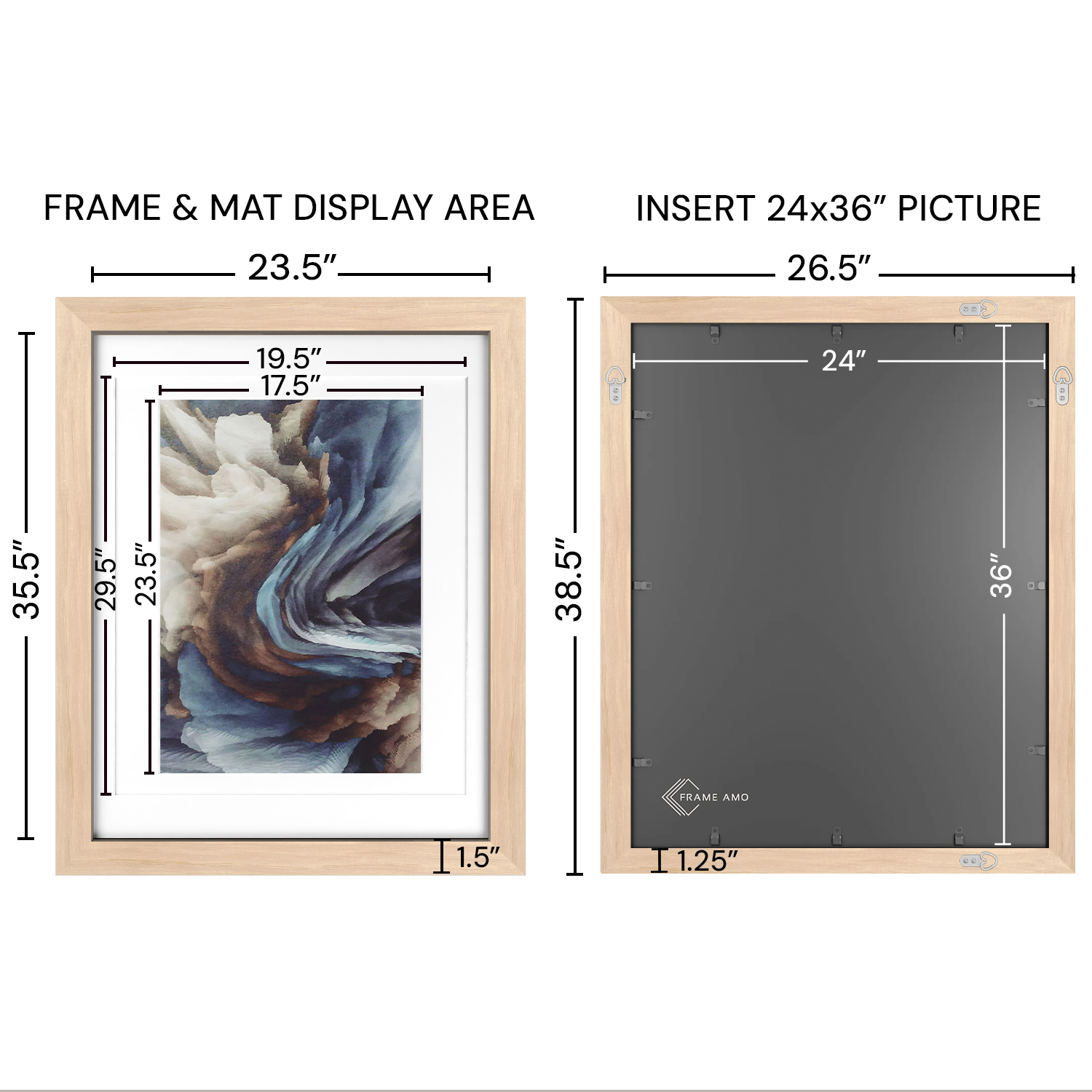 24x36 Multi-Mat Wood Frame - Signature Glass