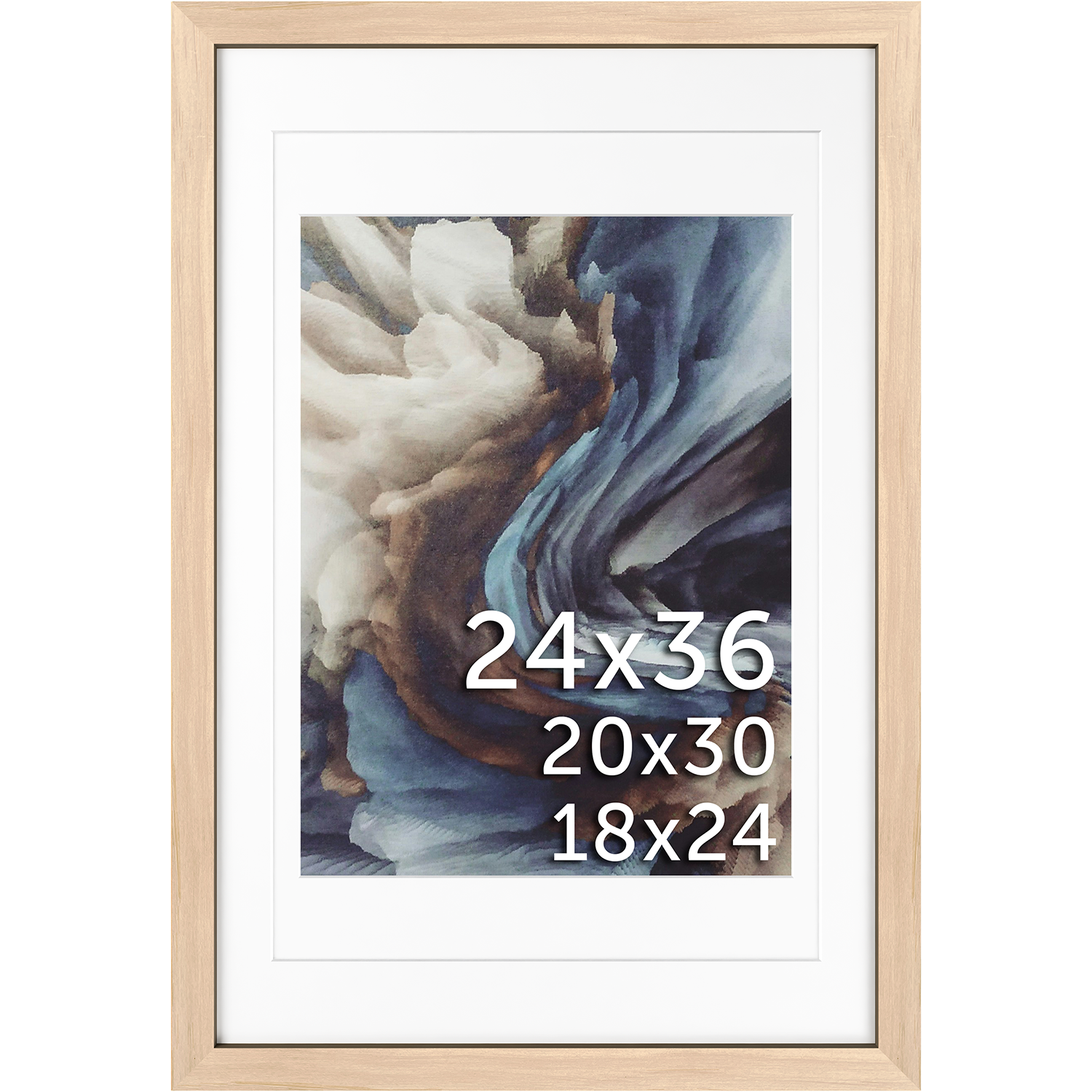 24x36 Multi-Mat Wood Frame - Signature Glass