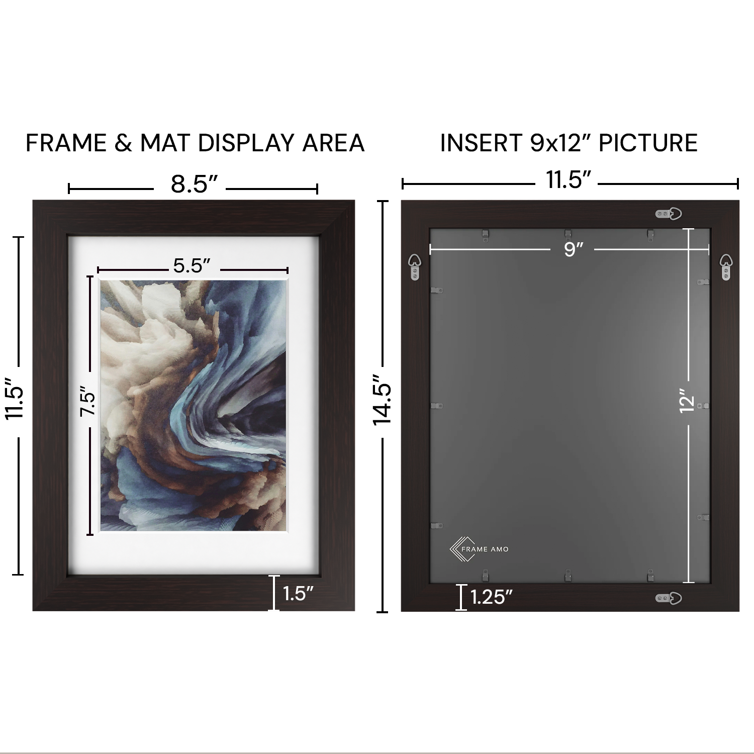 9x12 Matted Wood Frame - Signature Glass