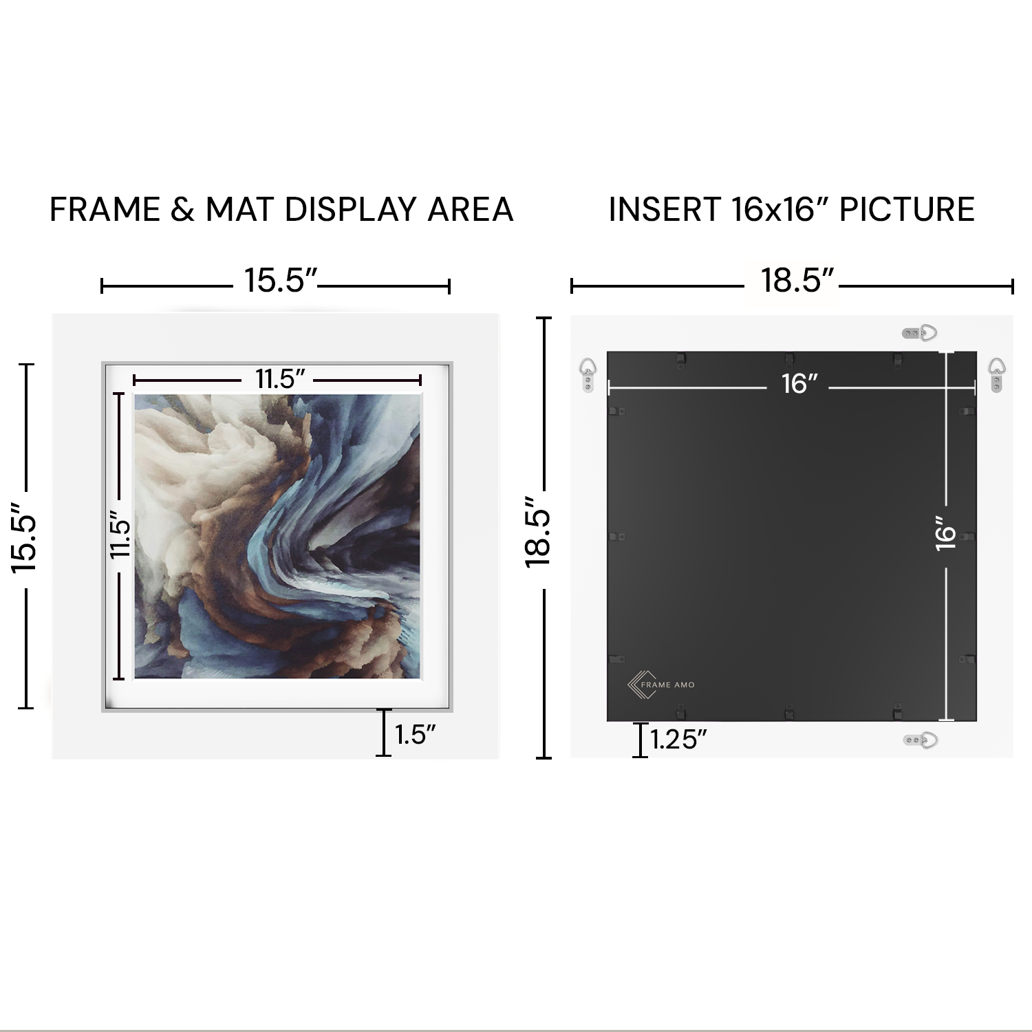 16x16 Matted Wood Frame - Signature Glass