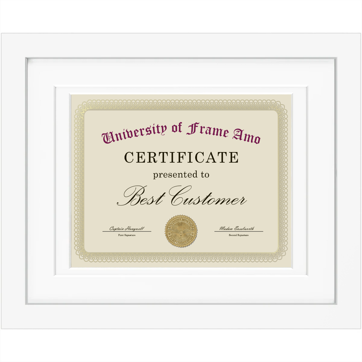 16x20 Frame with Double Mat for 11×14 Certificate - Glass and Wood