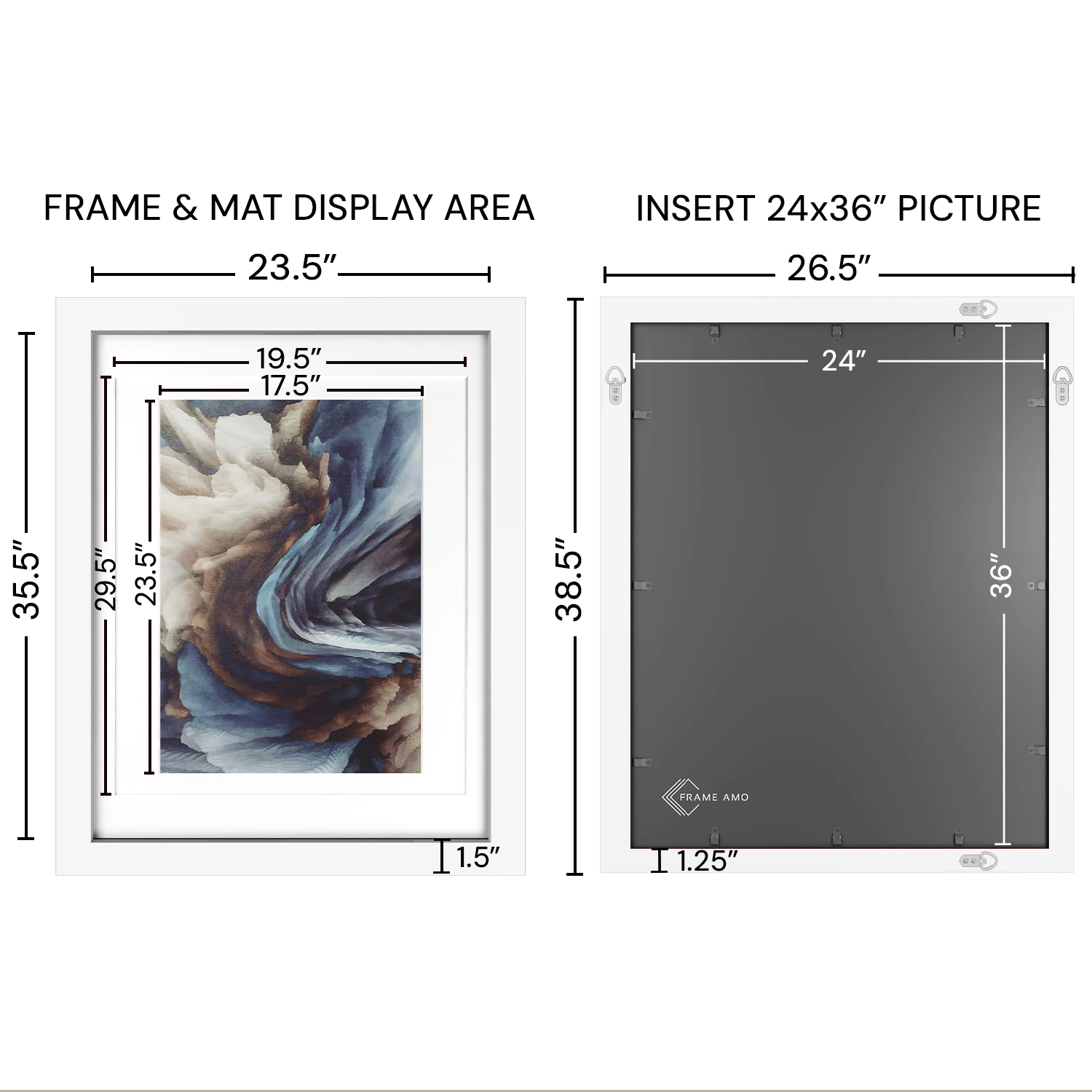 24x36 Multi-Mat Wood Frame - Signature Glass