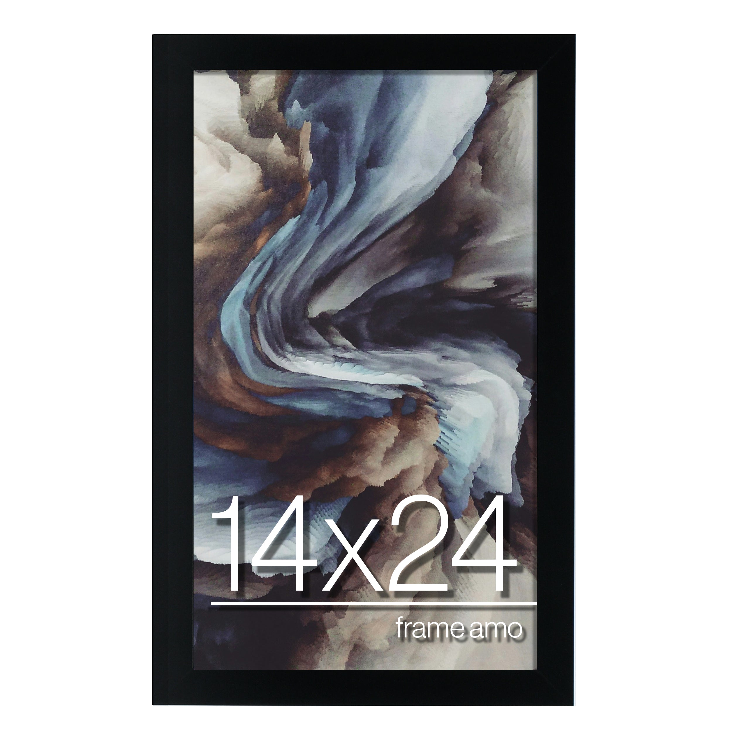 14x24 Wood Poster Frame with Tempered Glass Front, 1.5 inch Wide and 1 inch Thick Border