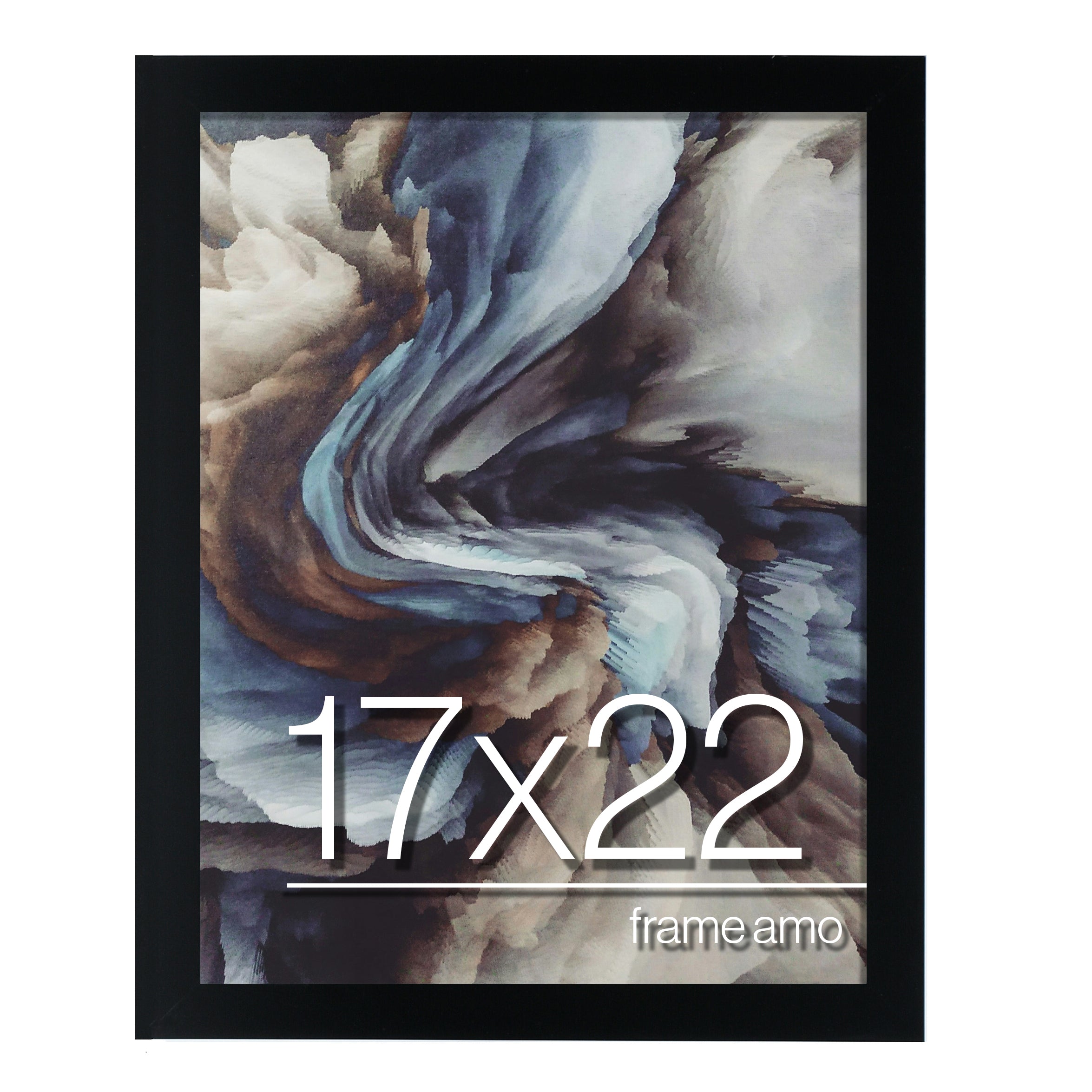 17x22 Wood Poster Frame with Tempered Glass Front, 1.5 inch Wide and 1 inch Thick Border