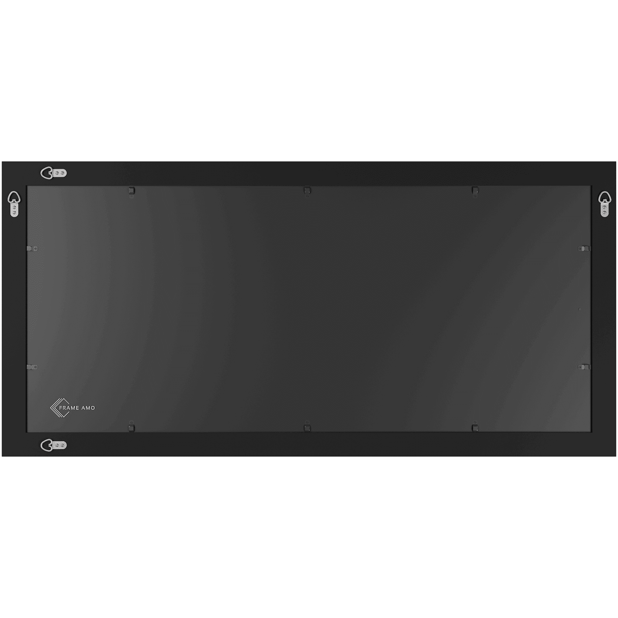 Four D-rings are screwed to the back of the frame for vertical and horizontal display. 