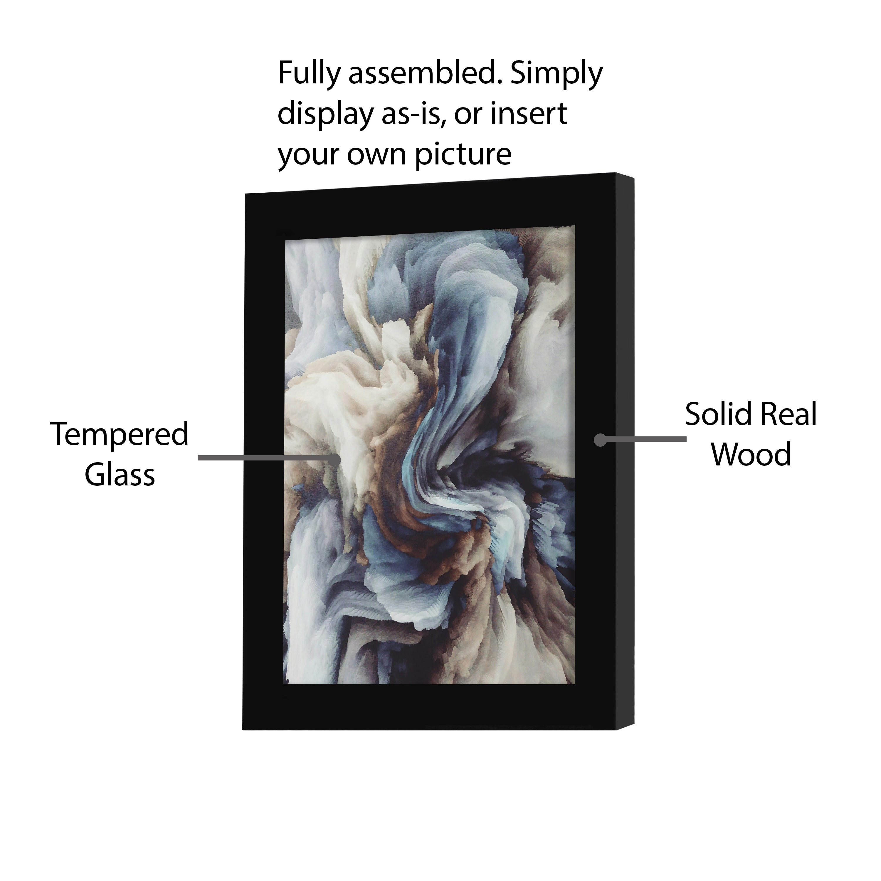 14x24 Wood Poster Frame with Tempered Glass Front, 1.5 inch Wide and 1 inch Thick Border