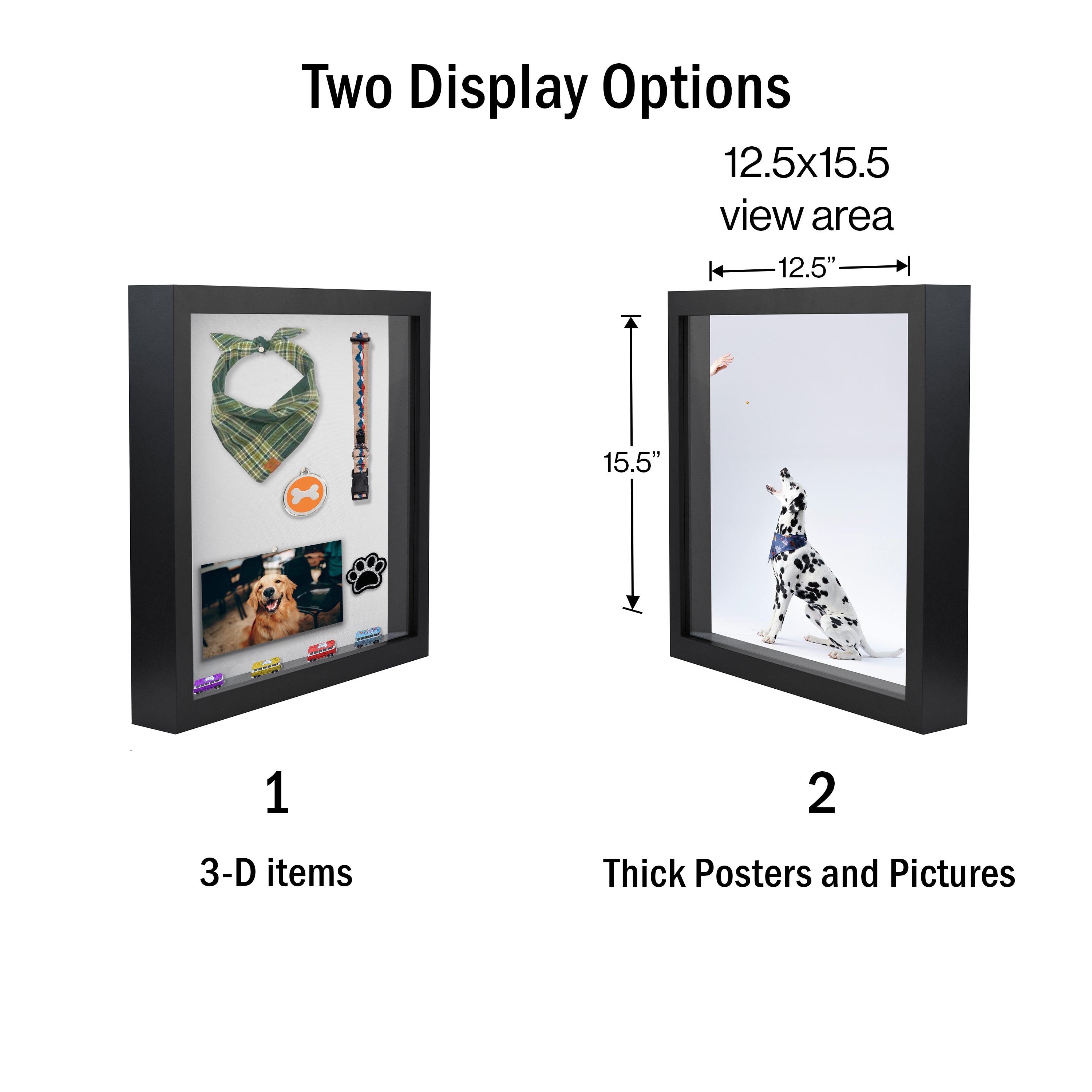 13x16 Modern Shadow Box Frame with Tempered Glass, for Display Items or Posters, 2.5 Inch Thick