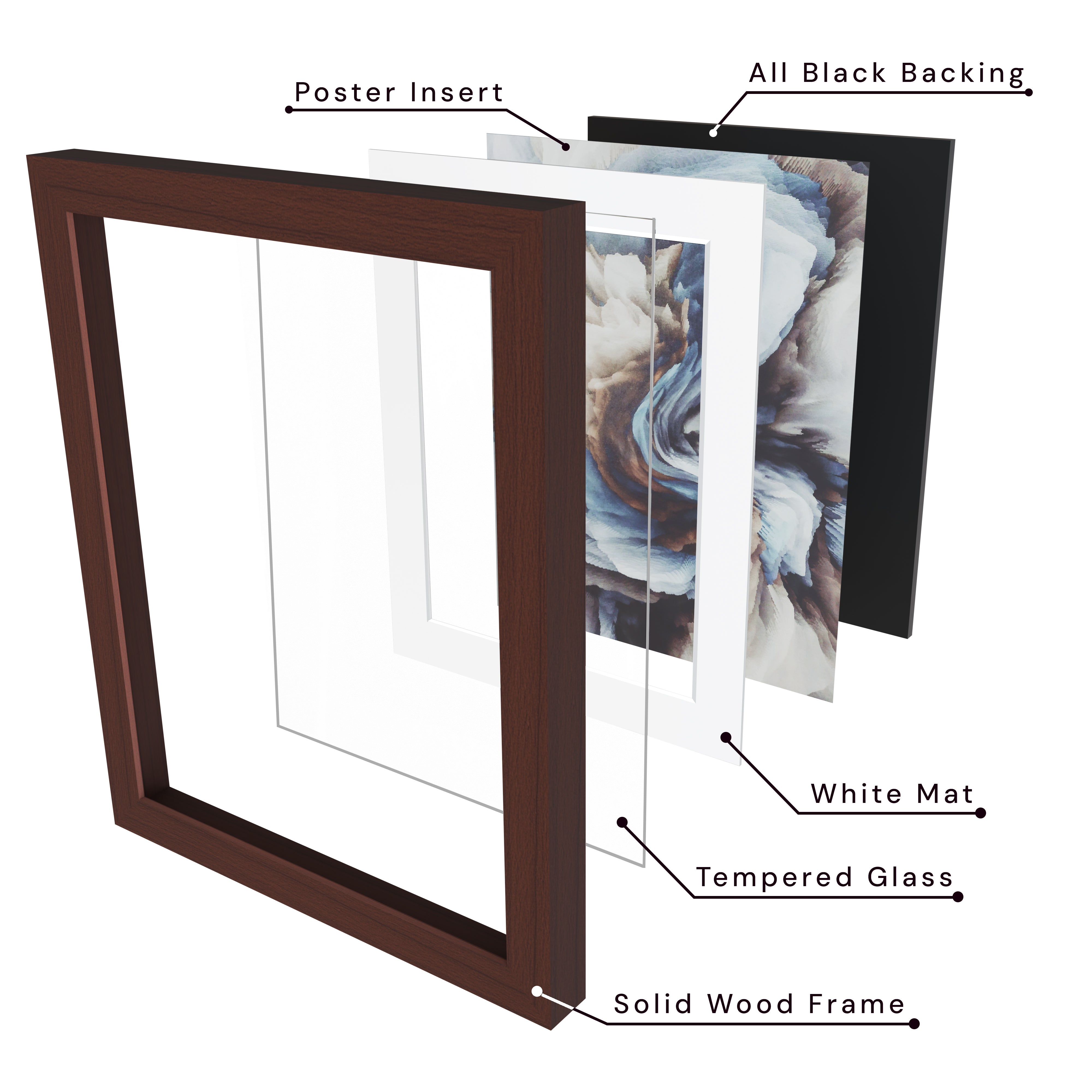 20x24 Matted Wood Frame