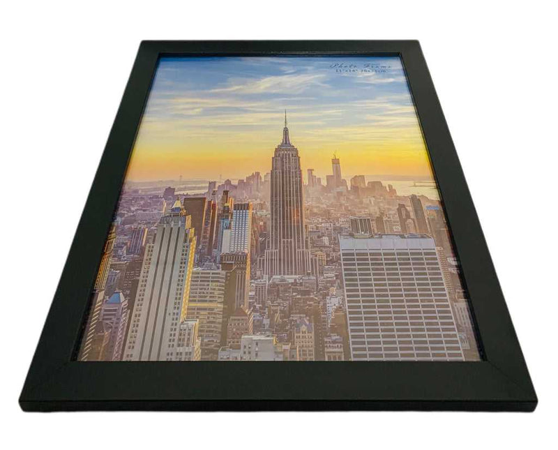 11x14 Modern Black Picture Frame, 1 inch Border - Frame Amo