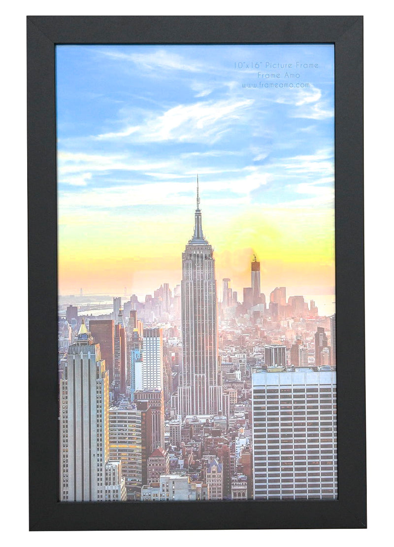 10x16 Black Modern Picture or Poster Frame, 1 inch Wide Border, Acrylic Front