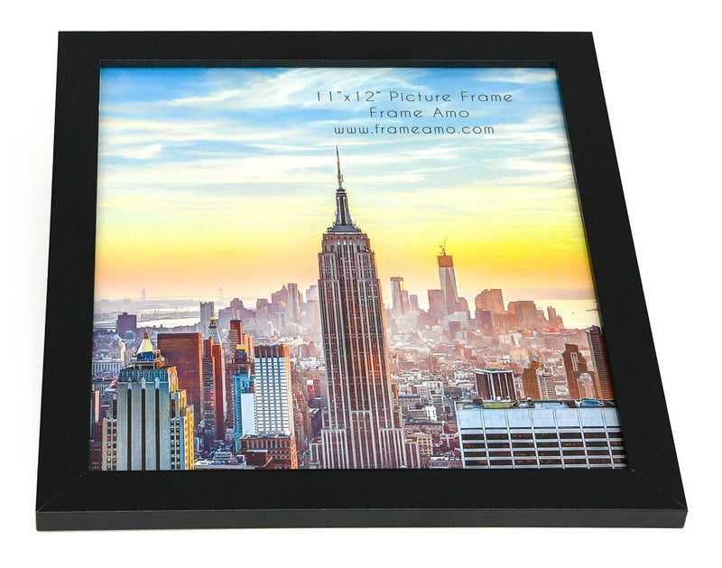 11x12 Black Modern Picture Frame, 1 inch Border, Glass Front, for Wall or Table