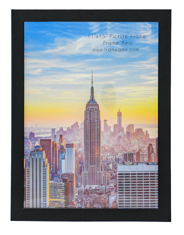 11x15 Black Modern Picture or Poster Frame, 1 inch Wide Border, Acrylic Front