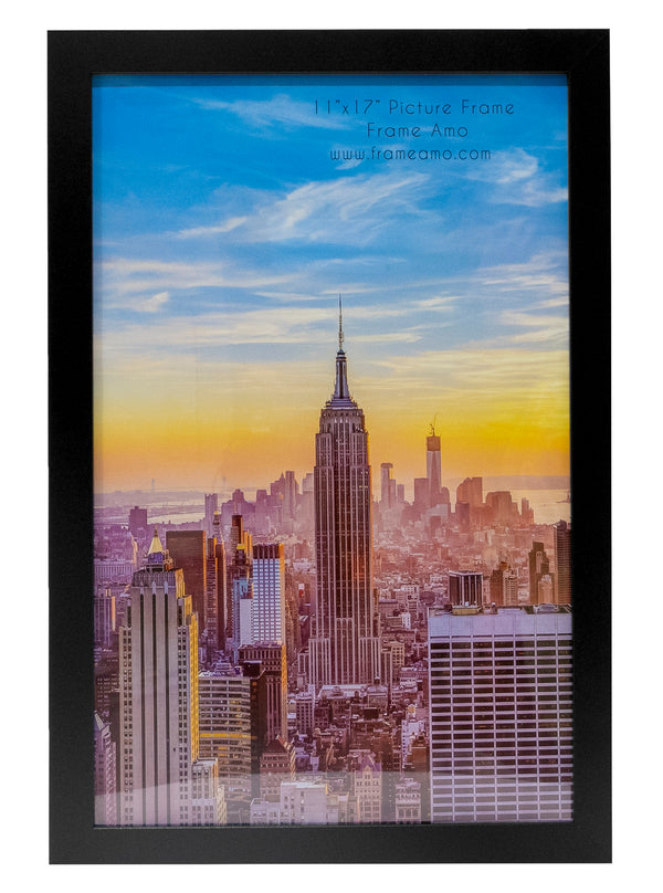 11x17 Modern Picture or Poster Frame, 1 inch Wide Border, Acrylic Front
