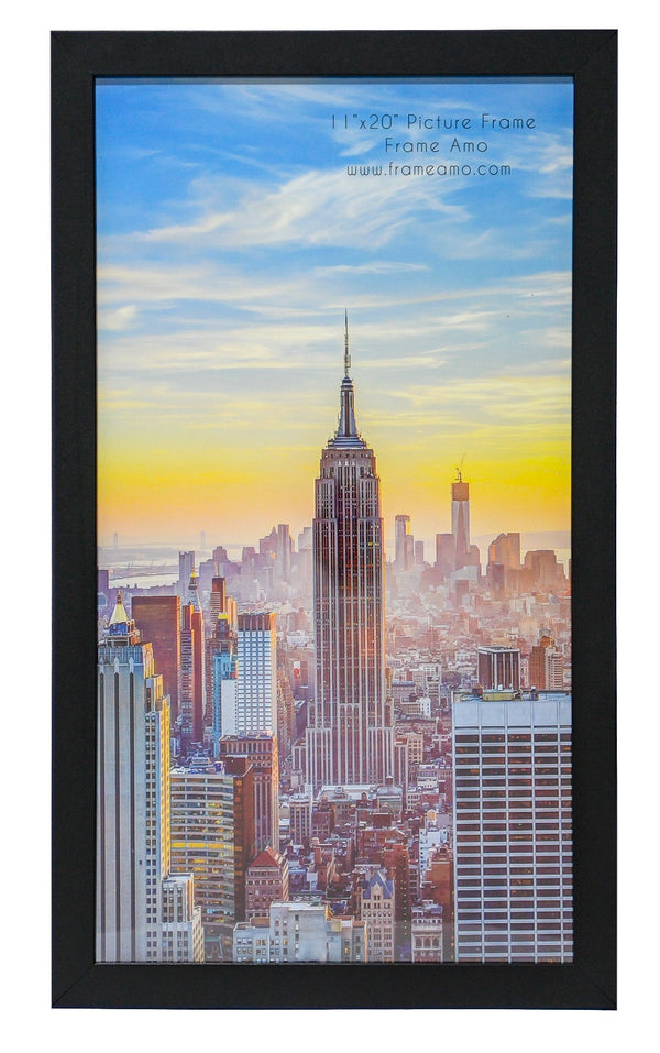 11x20 Black Modern Picture or Poster Frame, 1 inch Wide Border, Acrylic Front