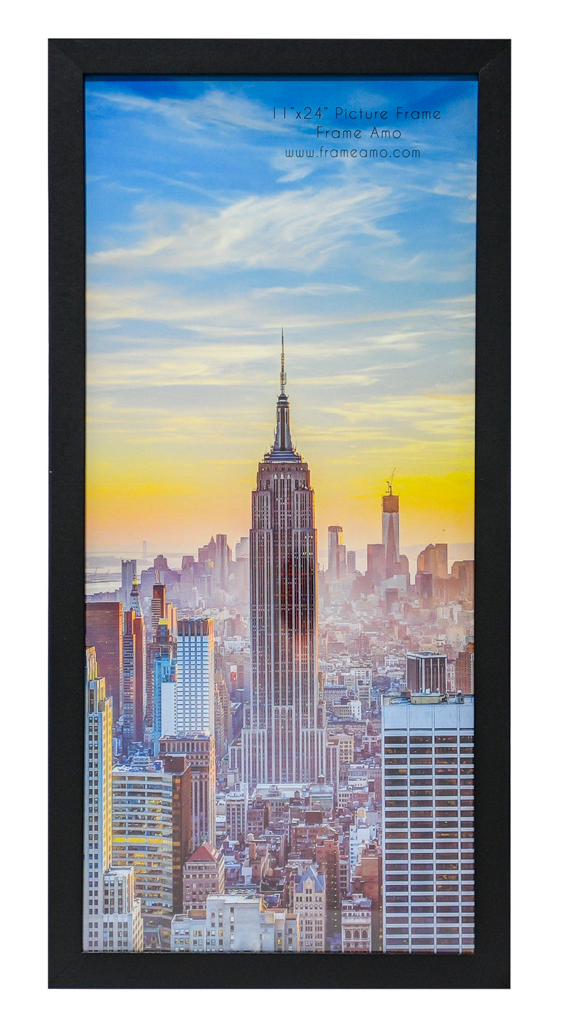 11x24 Black Modern Picture or Poster Frame, 1 inch Wide Border, Acrylic Front