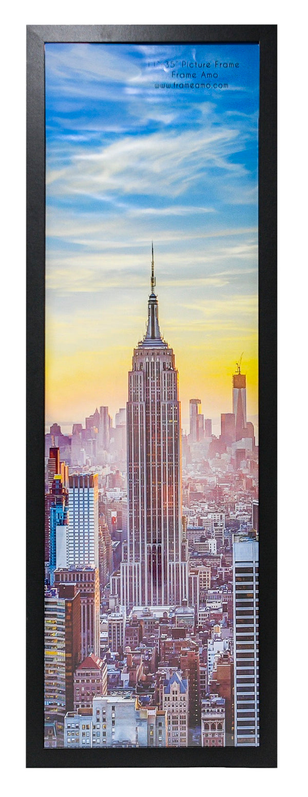 11x35 Black Modern Picture or Poster Frame, 1 inch Wide Border, Acrylic Front