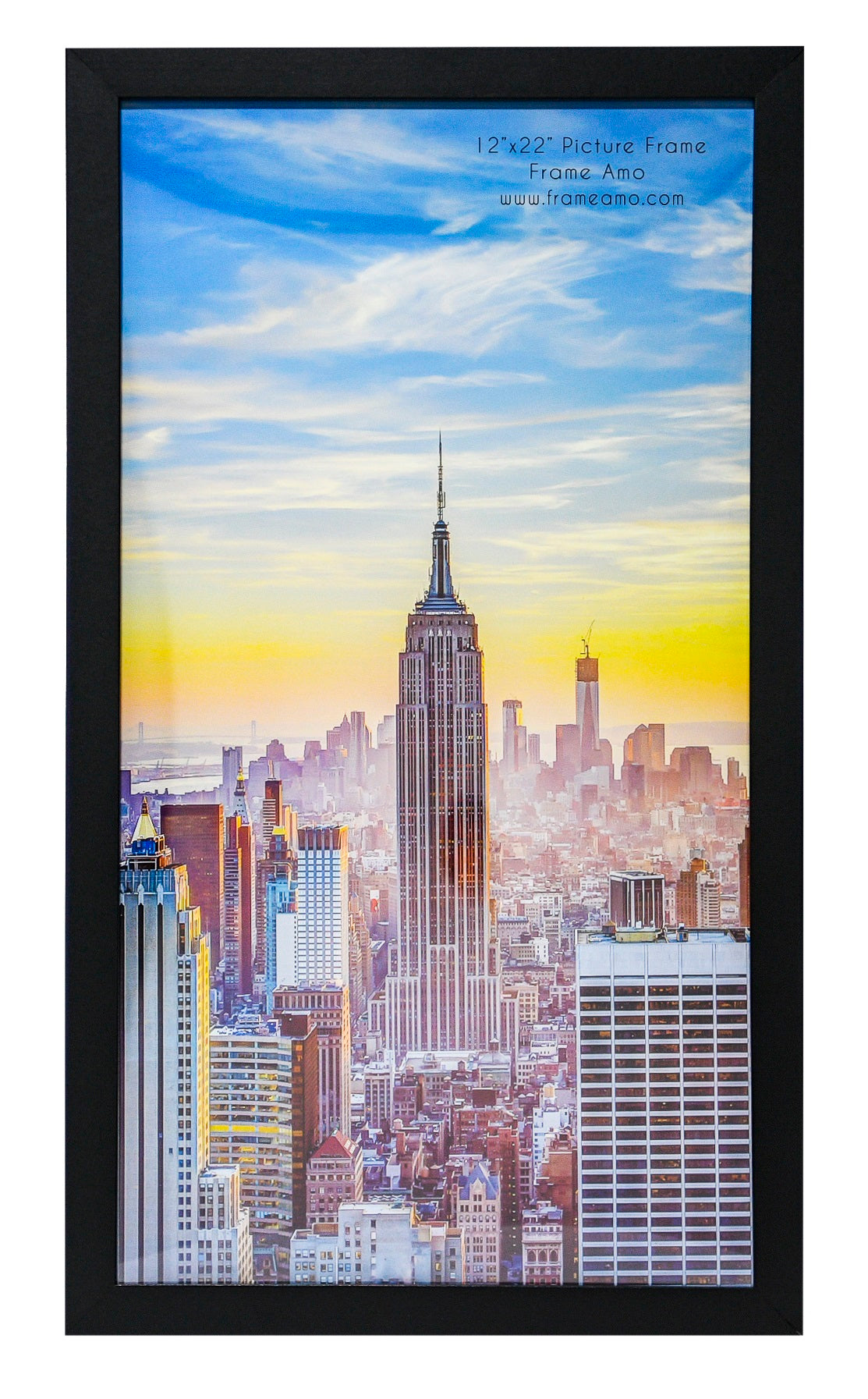 12x22 Black Modern Picture or Poster Frame, 1 inch Wide Border, Acrylic Front