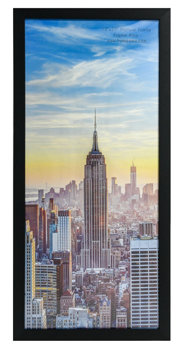 12x27 Black Modern Picture or Poster Frame, 1 inch Wide Border, Acrylic Front