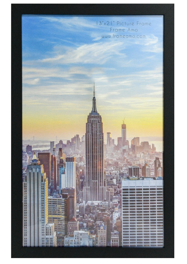 13x21 Black Modern Picture or Poster Frame, 1 inch Wide Border, Acrylic Front
