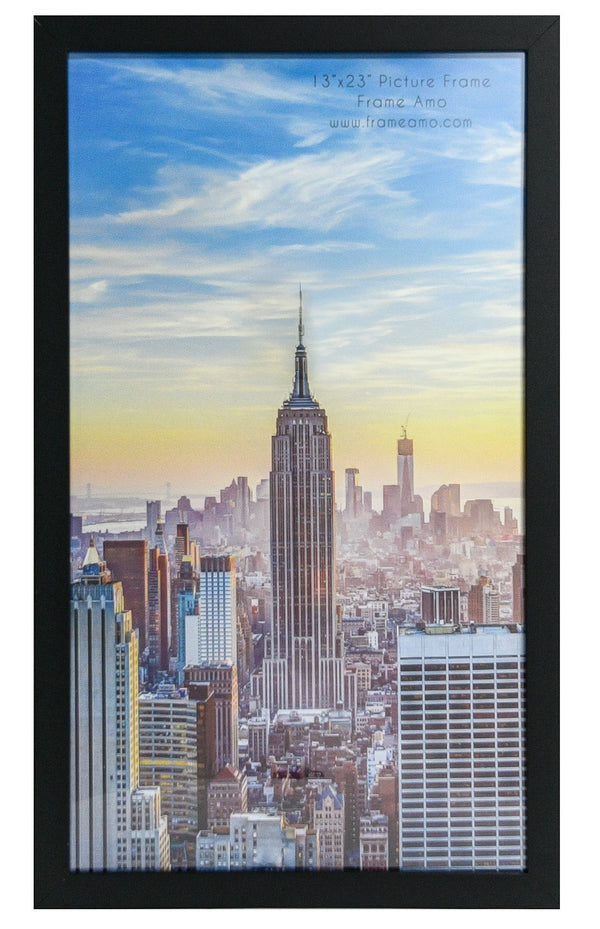 13x23 Black Modern Picture or Poster Frame, 1 inch Wide Border, Acrylic Front