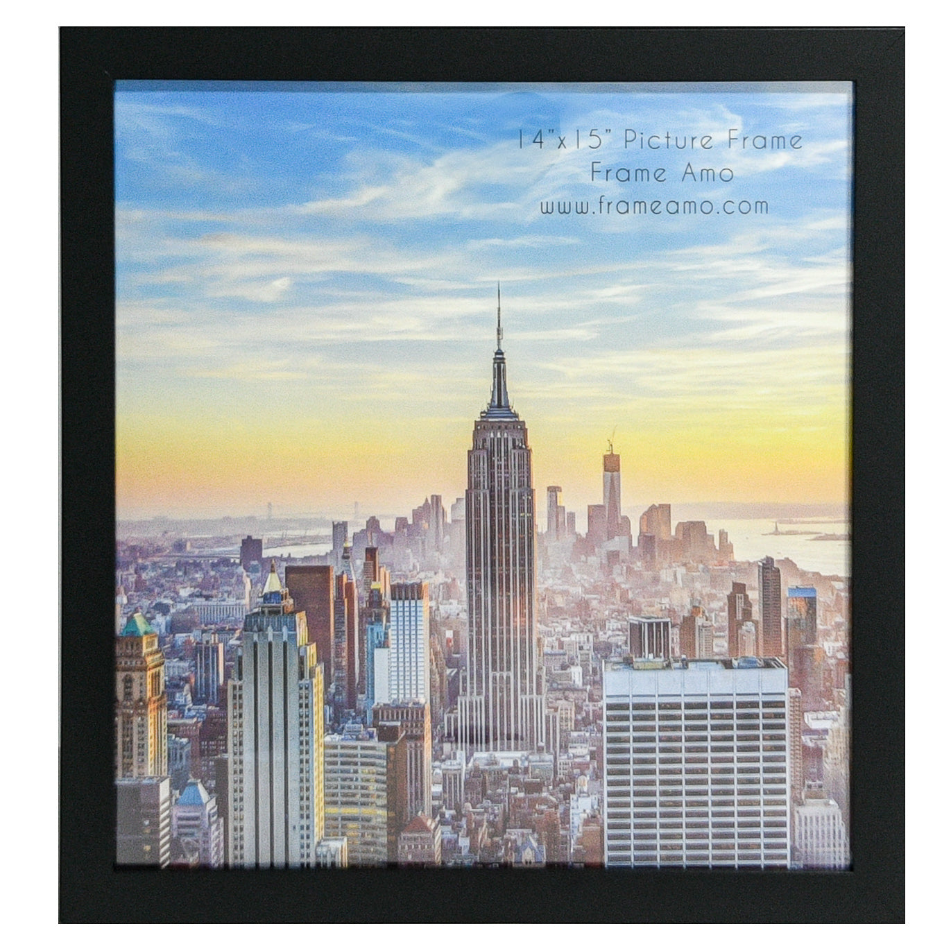 14x15 Black Modern Picture or Poster Frame, 1 inch Wide Border, Acrylic Front