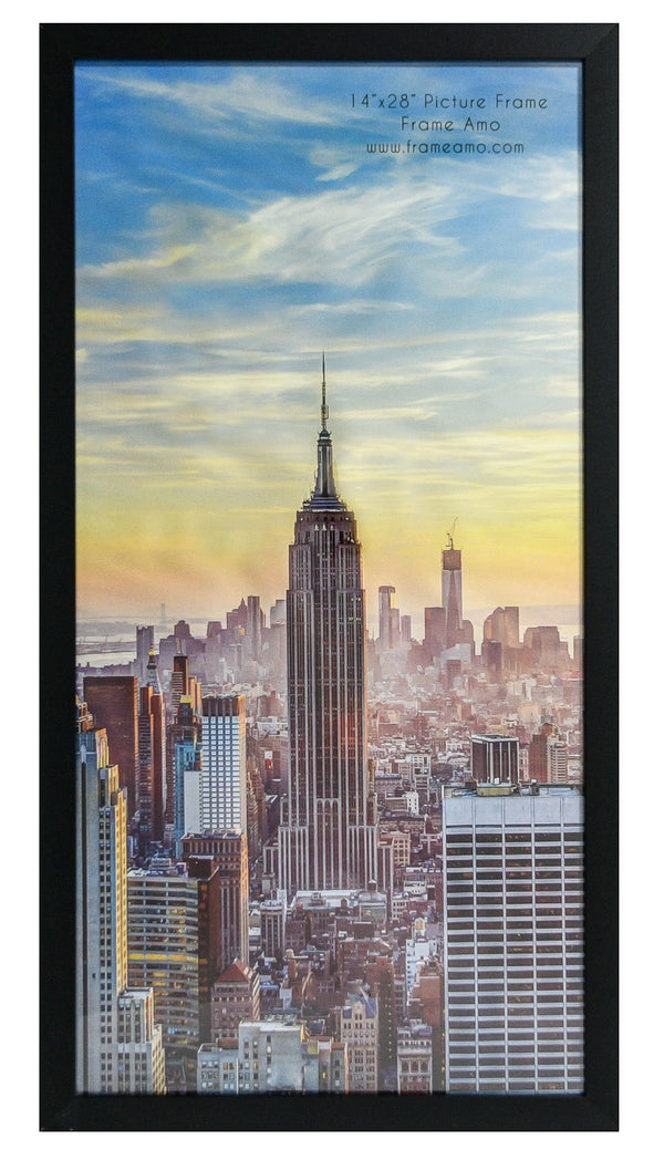 14x28 Black Modern Picture or Poster Frame, 1 inch Wide Border, Acrylic Front
