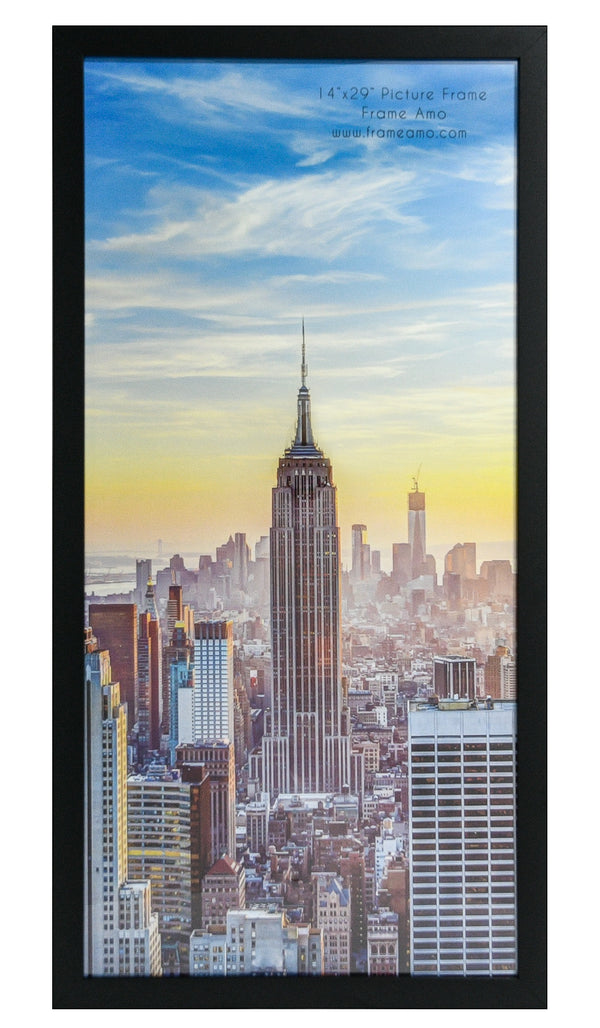 14x29 Black Modern Picture or Poster Frame, 1 inch Wide Border, Acrylic Front
