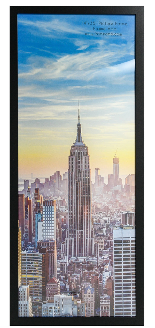 14x35 Black Modern Picture or Poster Frame, 1 inch Wide Border, Acrylic Front