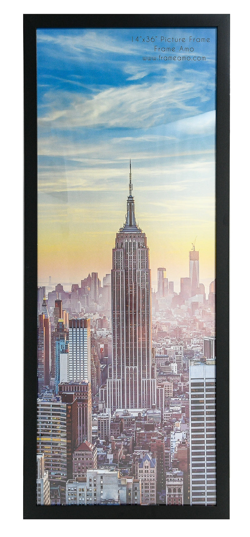 14x36 Modern Black Picture Frame, 1 inch Border