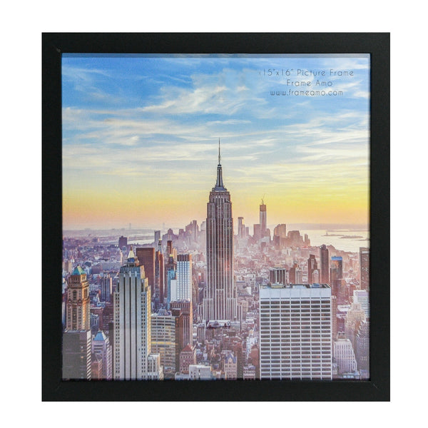 15x16 Black Modern Picture or Poster Frame, 1 inch Wide Border, Acrylic Front