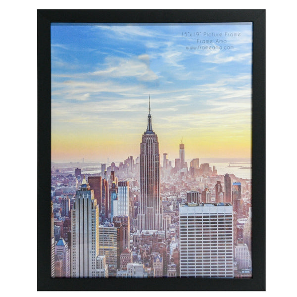 15x19 Black Modern Picture or Poster Frame, 1 inch Wide Border, Acrylic Front