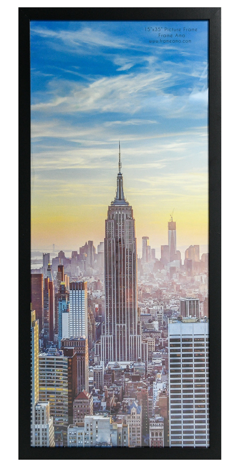 15x35 Black Modern Picture or Poster Frame, 1 inch Wide Border, Acrylic Front
