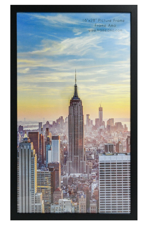 16x28 Modern Picture or Poster Frame, 1 inch Wide Border, Acrylic Front