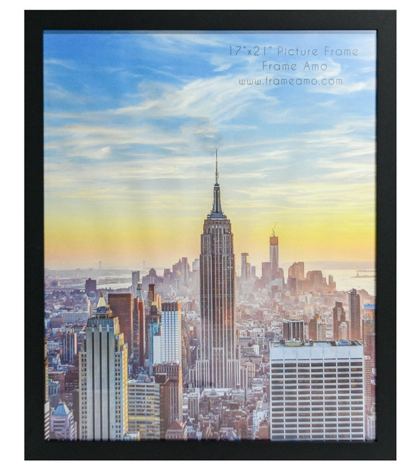 17x21 Black Modern Picture or Poster Frame, 1 inch Wide Border, Acrylic Front