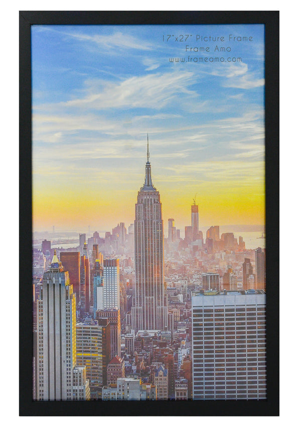 17x27 Black Modern Picture or Poster Frame, 1 inch Wide Border, Acrylic Front