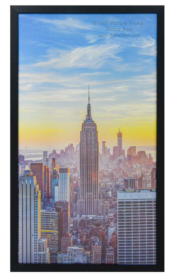 18x32 Black Modern Picture or Poster Frame, 1 inch Wide Border, Acrylic Front