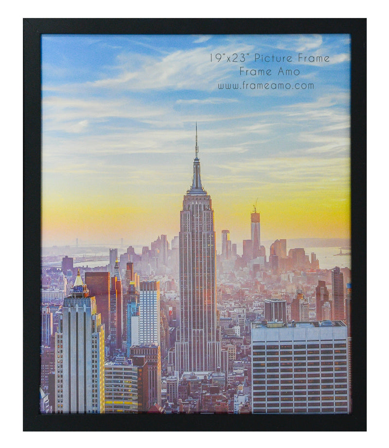 19x23 Black Modern Picture or Poster Frame, 1 inch Wide Border, Acrylic Front