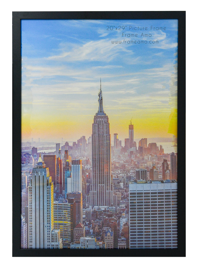 20x29 Black Modern Picture or Poster Frame, 1 inch Wide Border, Acrylic Front