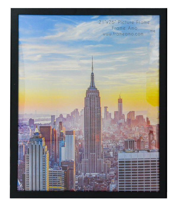 21x26 Black Modern Picture or Poster Frame, 1 inch Wide Border, Acrylic Front