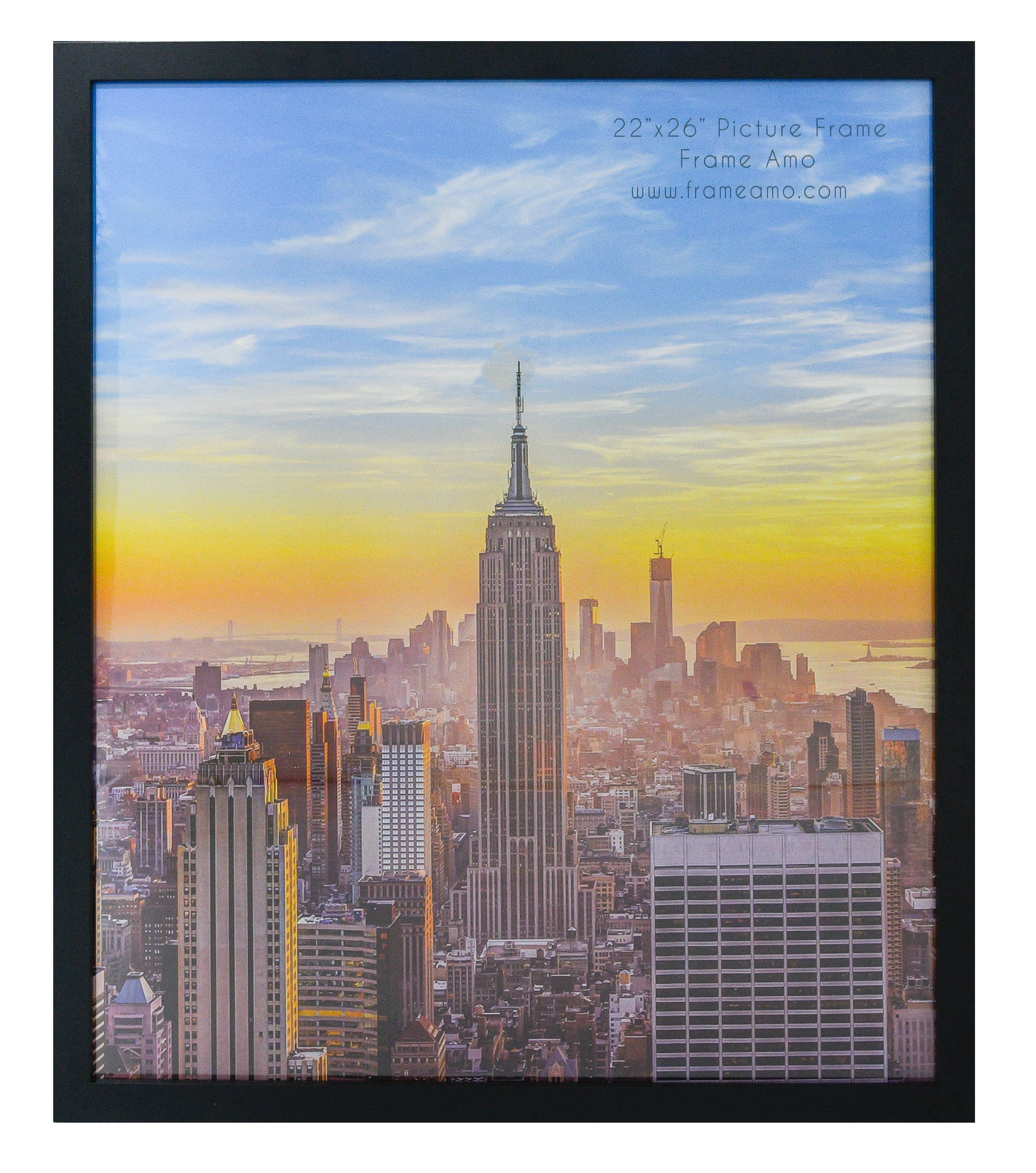 22x26 Black Modern Picture or Poster Frame, 1 inch Wide Border, Acrylic Front