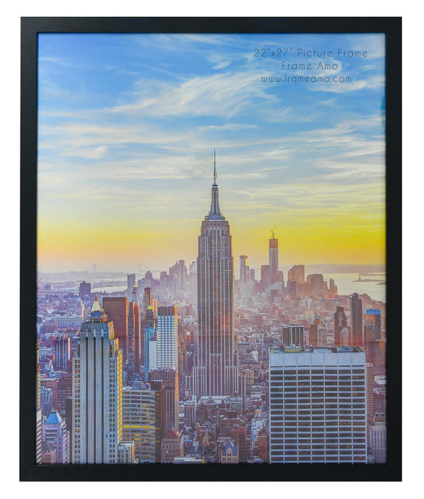 22x27 Black Modern Picture or Poster Frame, 1 inch Wide Border, Acrylic Front