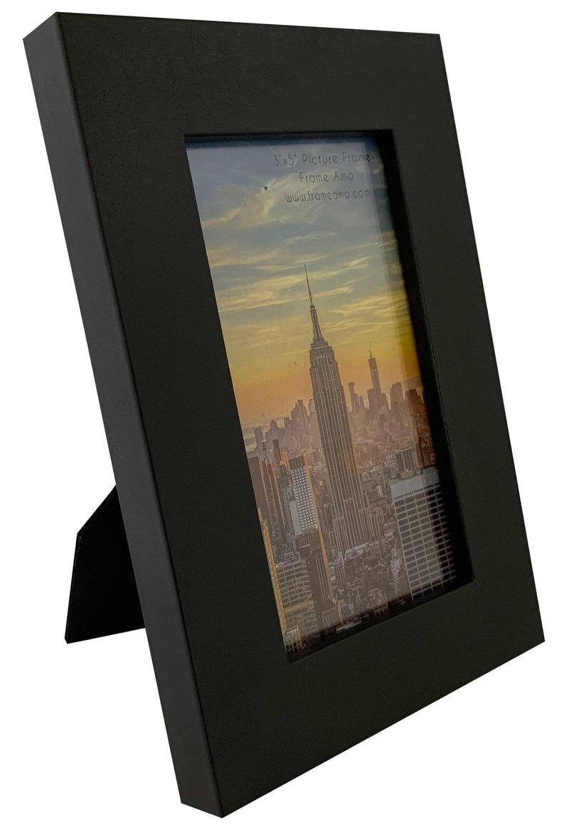 3x5 Modern Black Picture Frame, 1 inch Border - Frame Amo