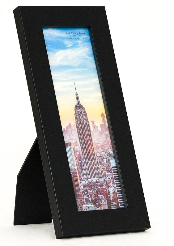 3x9 Black Modern Picture Frame, 1 inch Border, Glass Front, for Wall or Table