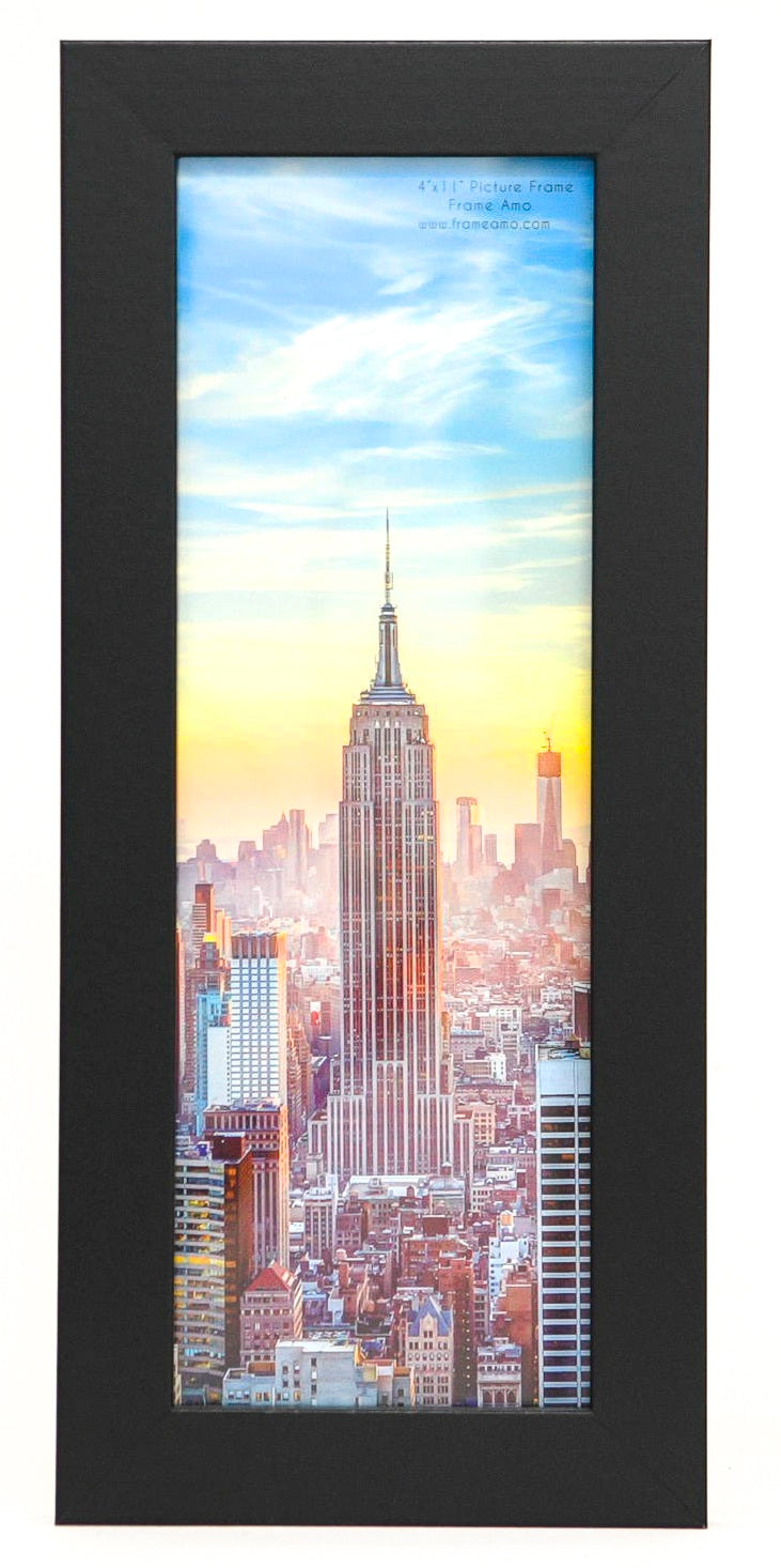 4x11 Modern Picture Frame, 1 inch Border, Glass Front, for Wall or Table