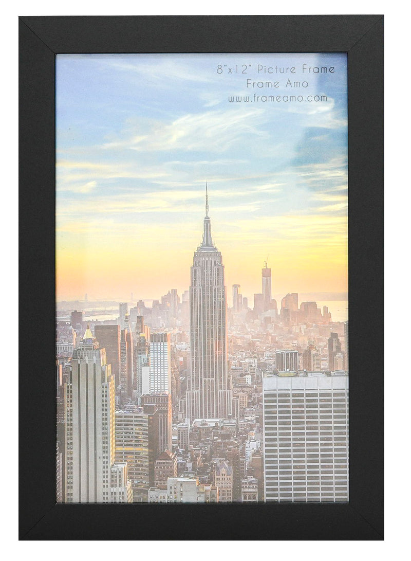 8x12 Modern Picture Frame, 1 inch Border, Glass Front, for Wall or Table