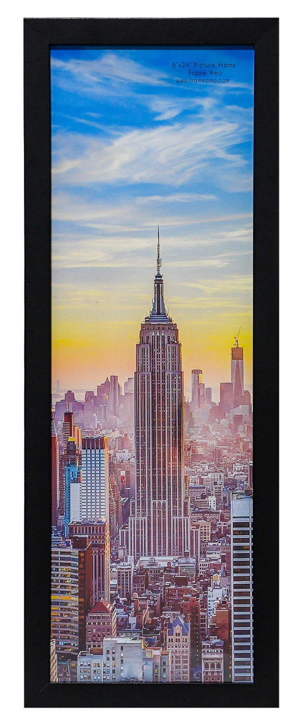8x24 Black Modern Picture or Poster Frame, 1 inch Wide Border, Acrylic Front