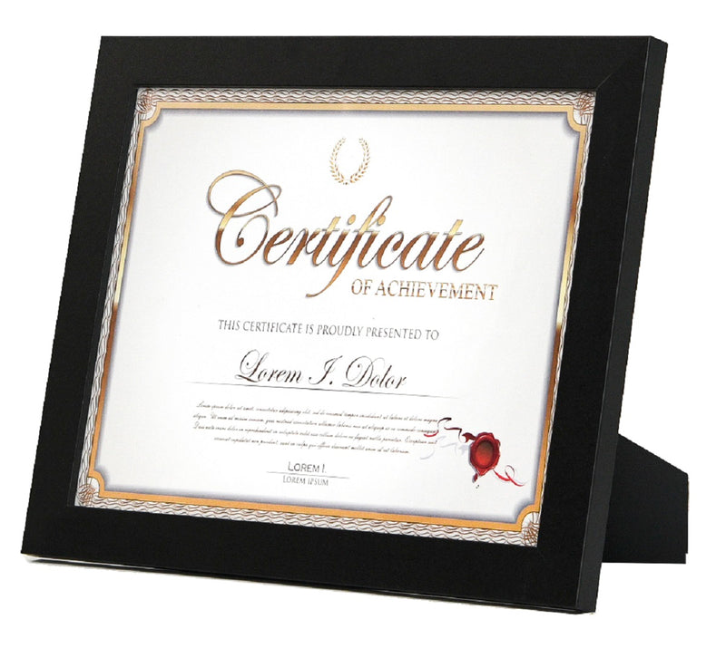 8.5x11 Modern Certificate or Picture Frame, 1 inch Border, Glass Front, for Wall or Table